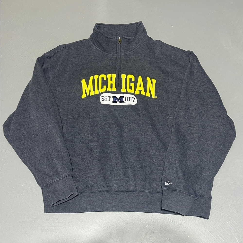University of Michigan Thick Quarter Zip Embroidered Sweater (Men XL) - Picture 1 of 8